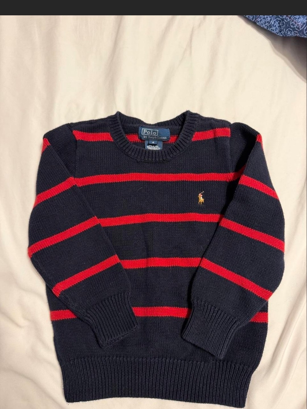 Polo by Ralph Lauren Navy with Red Stripe Crewneck Sweater Boy's Size 4